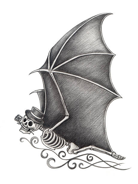 ilustrações de stock, clip art, desenhos animados e ícones de de morcego dia do crânio morto. - spooky cemetery single flower flower