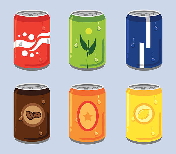 безалкогольный напиток банки - прохладительный напиток stock illustrations