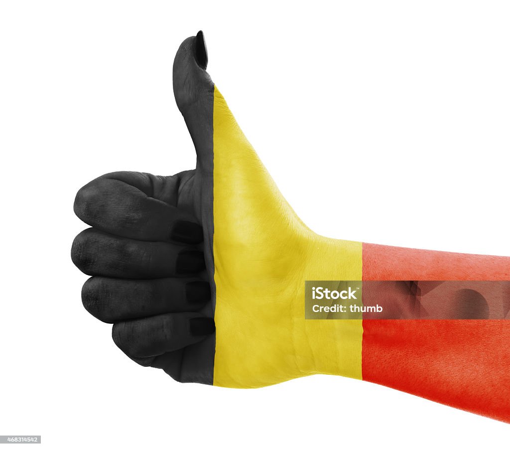 Flag of Belgium on hand Flag of Belgium on female's hand 2015 Stock Photo