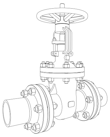 Industrial valve. Detailed illustration isolated on white background. Rendering of 3d