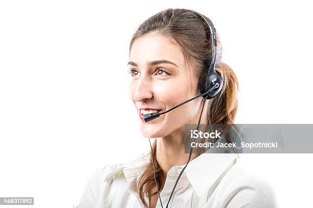 Support Phone Operator In Headset Stock Photo - Download Image Now - 2015, Adult, Business