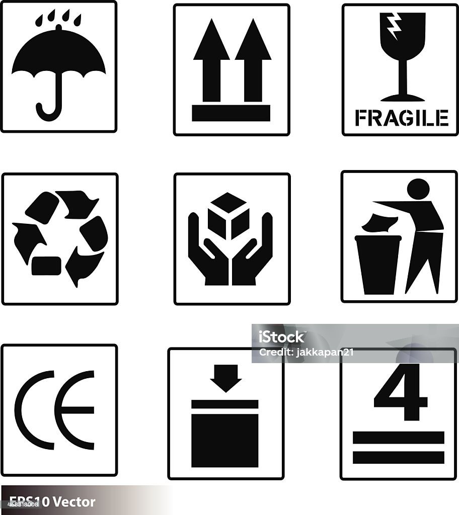 box sign box sign warning icon Fragility stock vector