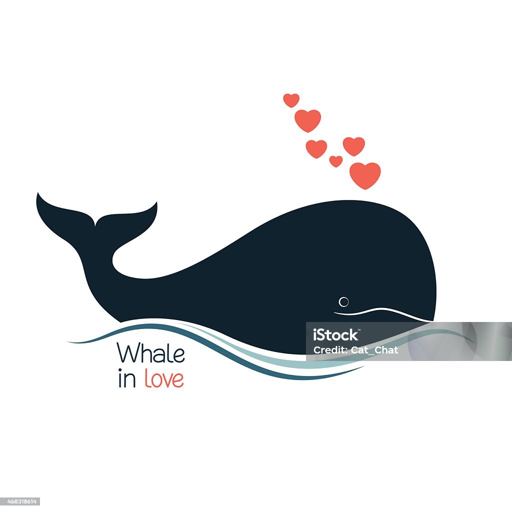 Whale in love Whale in love with hearts fountain blow Blowing stock vector