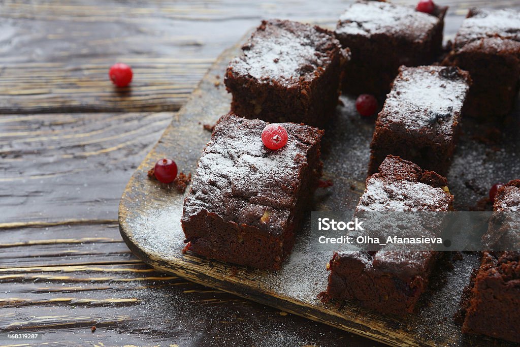 homemade brownie pieces on the board homemade brownie pieces on the board, food closeup Baked Stock Photo