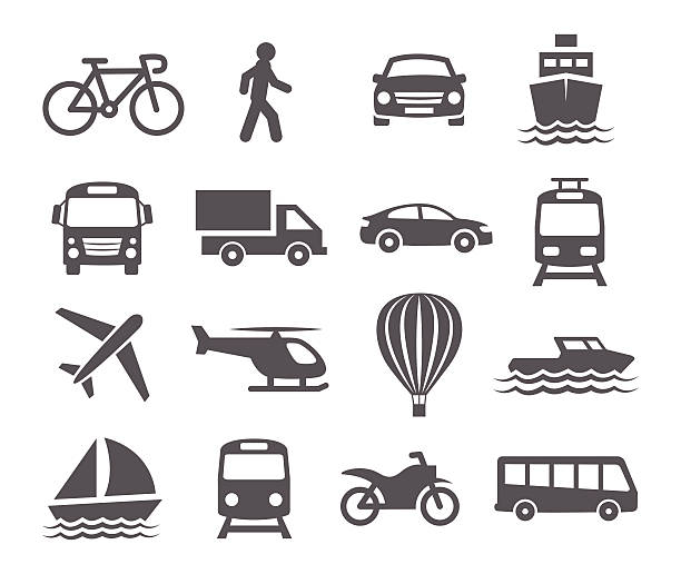ilustraciones, imágenes clip art, dibujos animados e iconos de stock de iconos de transporte - tipo de transporte