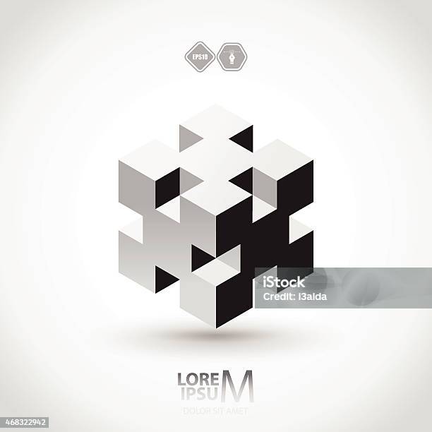 Cube Logo Stock Illustration - Download Image Now - Interlocked, 2015, Abstract