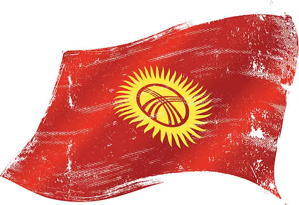 Vector illustration of Kyrgyzstan grunge flag