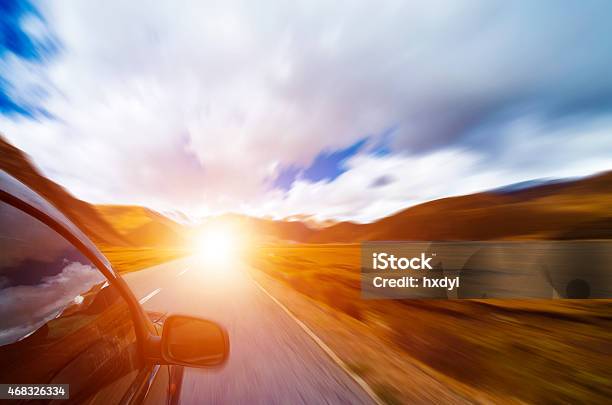 Snow Mountain And Road Stock Photo - Download Image Now - Car, Driving, Speed