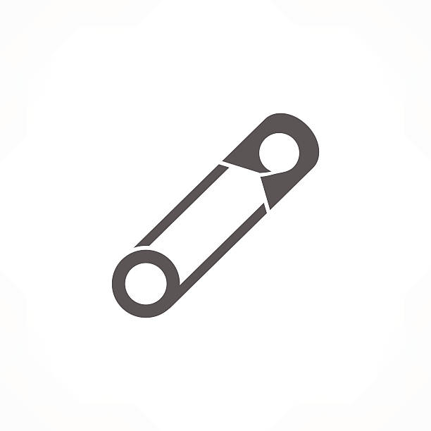 Safety grey pin icon in white background safety pin icon riveting stock illustrations
