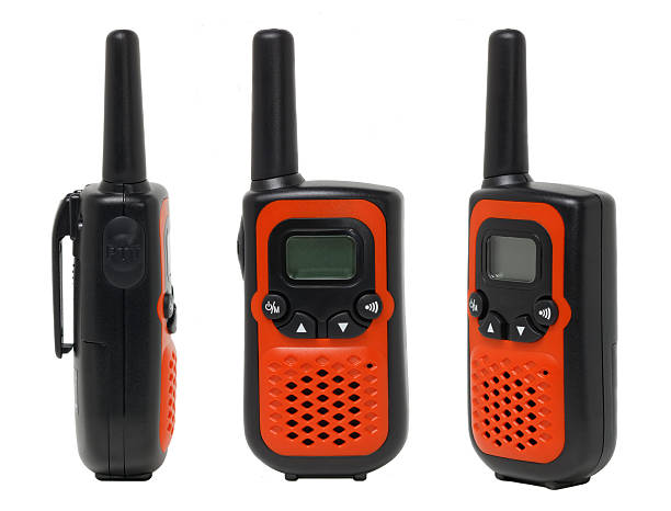 istock Three view of orange walkie talkie. 468327148