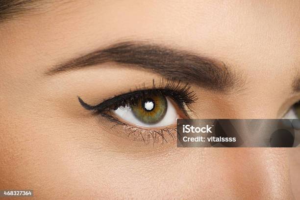 Makeup Eyes Eyelashes Stock Photo - Download Image Now - 2015, Adult, Awe