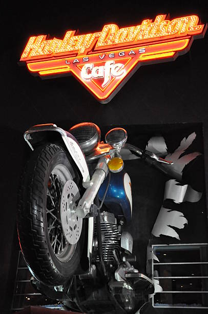 Las Vegas, NV, USA - December 4, 2012: Harley Davidson cafe in Las Vegas, Nevada. Over 15 custom motorcycles are on display throughout the Cafe, including bikes from Billy Joel, Elvis and Ann-Margaret.