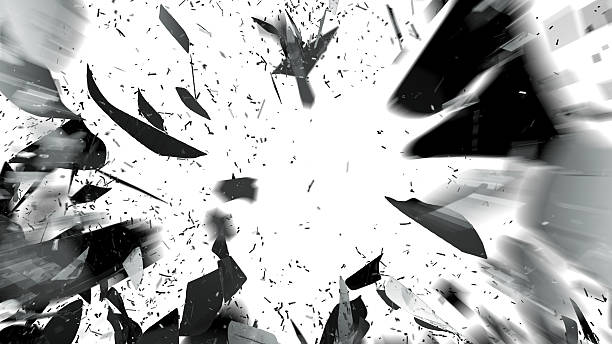 istock Shattered pieces of glass on white with motion blur 468329902
