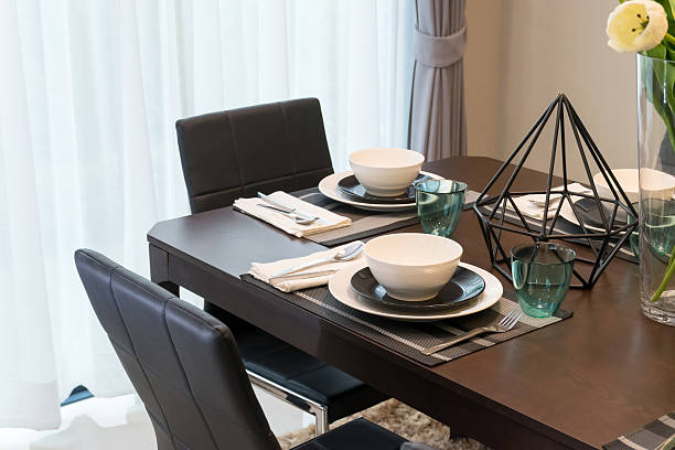 istock table set on wooden table at home 468330226