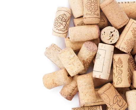 Wine corks heap. Isolated on white background