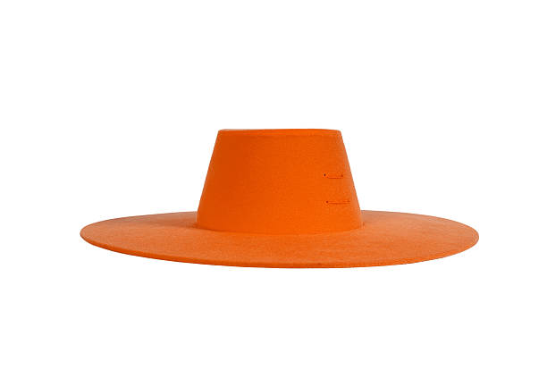 istock large orange ladies hat, isolated on white 468335014