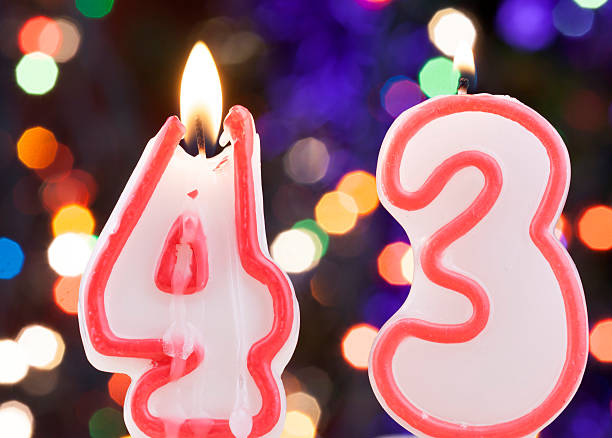 Candle Number 43 Stock Photo - Download Image Now - 40-44 Years