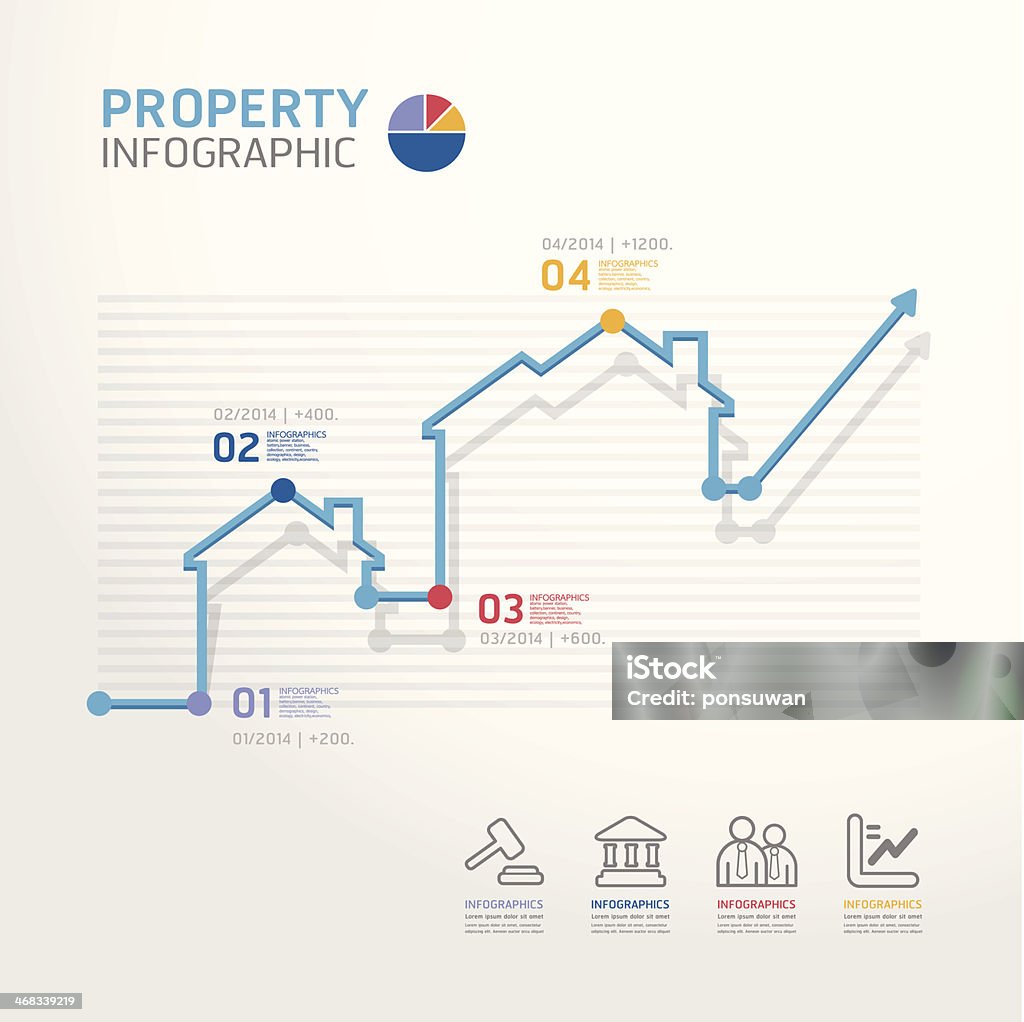 Diagrama de negócios imobiliários linha estilo. - Vetor de Setor de construção royalty-free