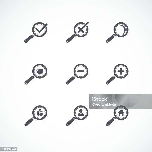 Loupe Ensemble Dicônes Style Plat Vecteurs libres de droits et plus d'images vectorielles de Affaires - Affaires, Affaires d'entreprise, Analyser