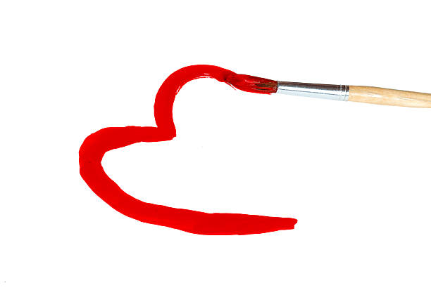 istock Heart shape drawn brush with red paint 468340195