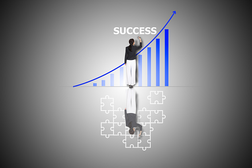 business woman drawing  success graph