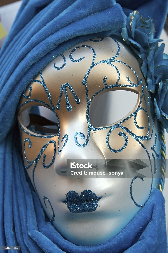 blue mask Venetian carnival mask in blue design closeup Adult Stock Photo