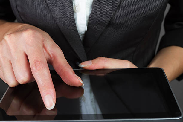 istock Business woman with tablet 468345675