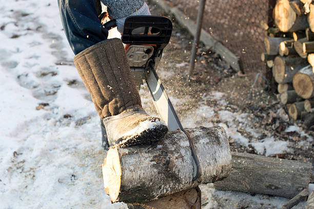 istock The process of cutting wood using a chainsaw 468346844