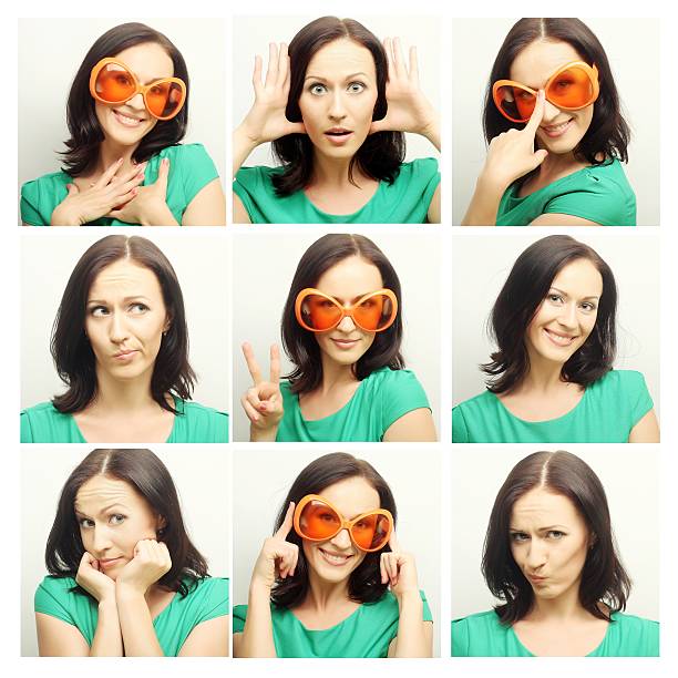 istock Collage of the same woman making diferent expressions. 468347084