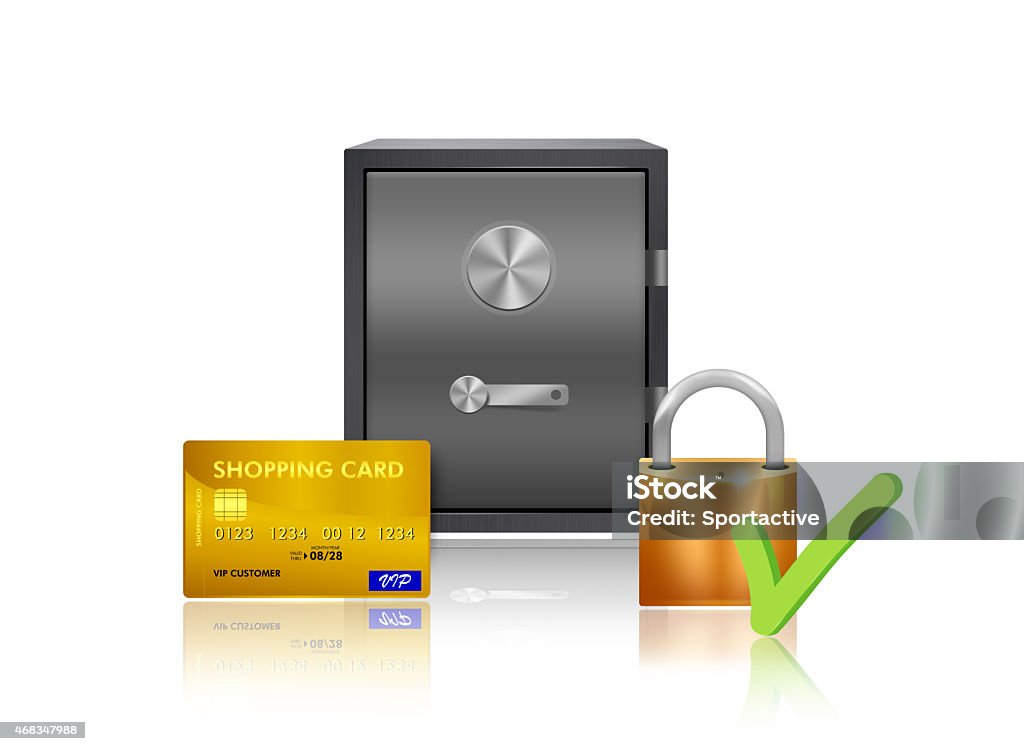 Safe money protection illustration Money protection with padlock and safe 2015 Stock Photo