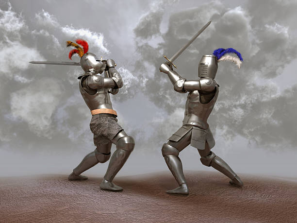 cavaleiros luta - fighting sword knight suit of armor - fotografias e filmes do acervo