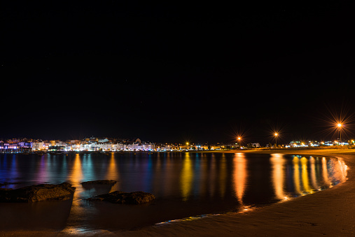 Night long-exposure of Portonovo's port beach in the province of Pontevedra, Spain.
