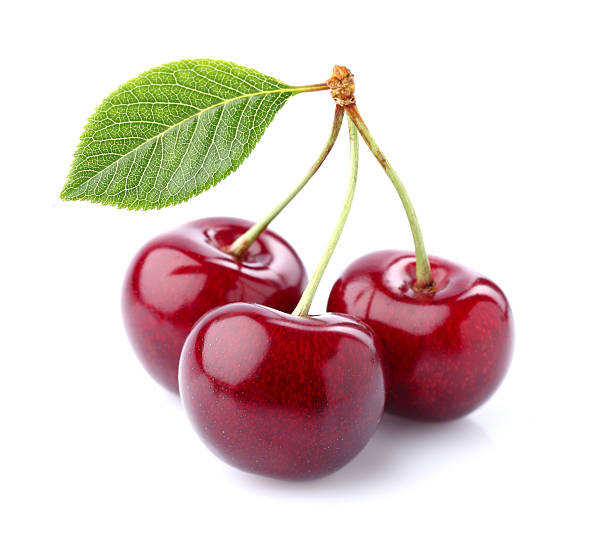 Cherry with leaves stock photo