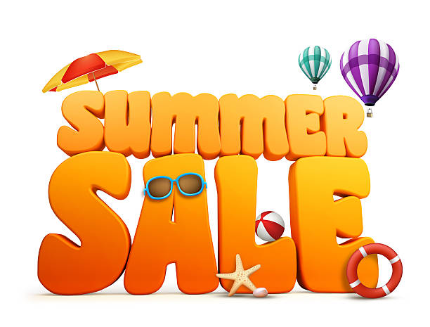 3D Summer Sale titles words on white background