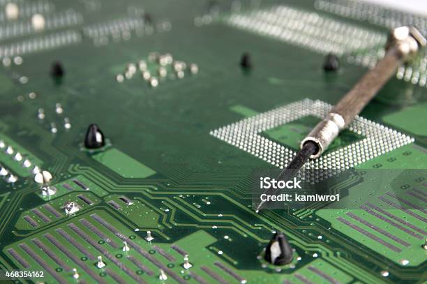 Computer Motherboard And Screwdriver Stock Photo - Download Image Now - 2015, Backgrounds, CPU