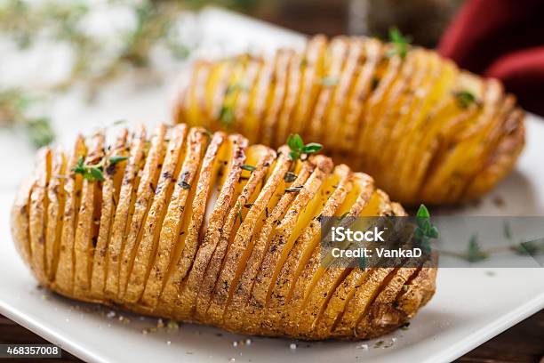 Hasselback Potatoes Stock Photo - Download Image Now - Prepared Potato, Baked, 2015