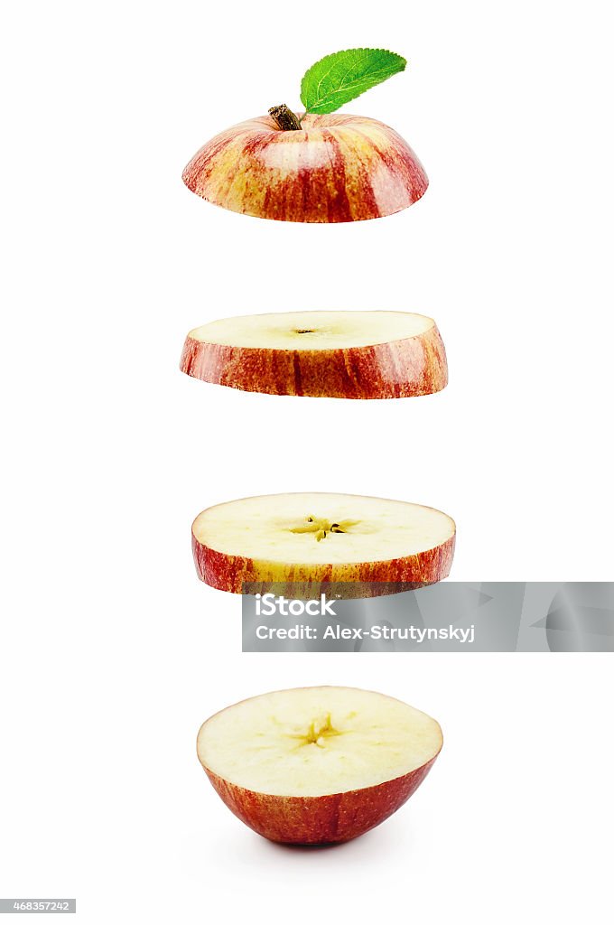 Sliced Red Apple and Leaf 2015 Stock Photo