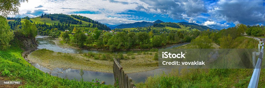 landscape panorama landscape view of mountain river Carpathians 2015 Stock Photo