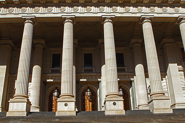 Adelaide, Australia - June 26, 2016: Located on the corner of King William Street and North Terrace, Parliament House represents South Australia's seat of Parliament.