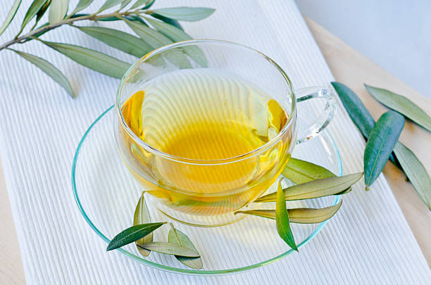 Olive leaf herbal tea. Dietary Supplements. stock photo