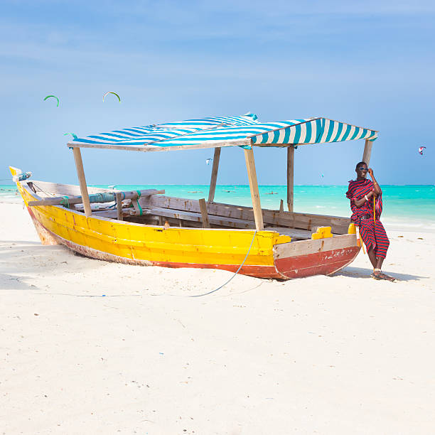 istock White tropical sandy beach on Zanzibar. 468363560