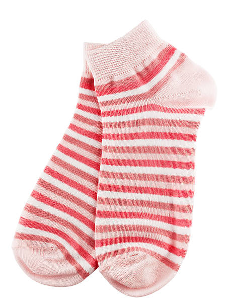 istock Pink and white striped socks 468363930