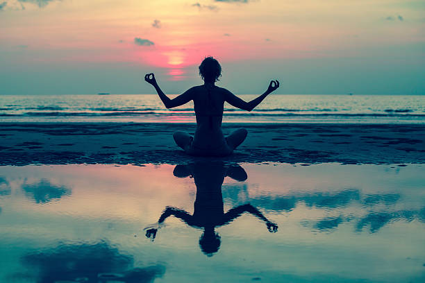 istock Yoga silhouette. 468363958
