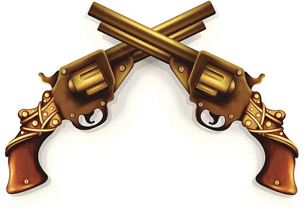 Vector illustration of Vector Crossed Revolvers