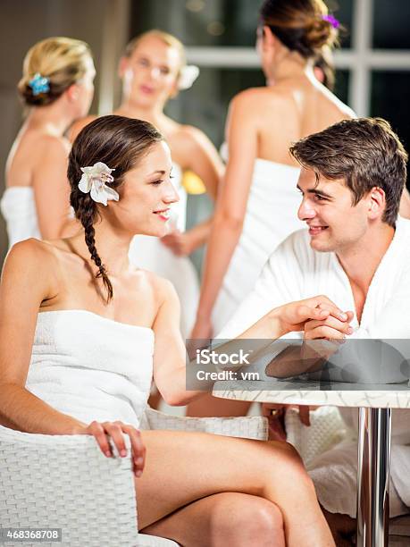 Young Couple Having A Romantic Conversation In A Spa Stock Photo - Download Image Now