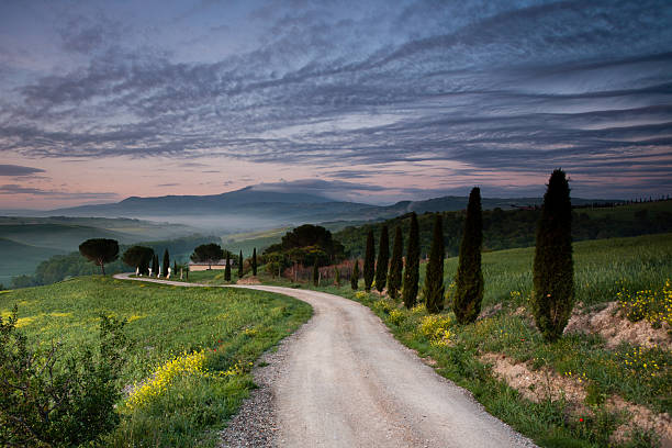 istock Val d'Orcia with cypresses at sunrise 468368931