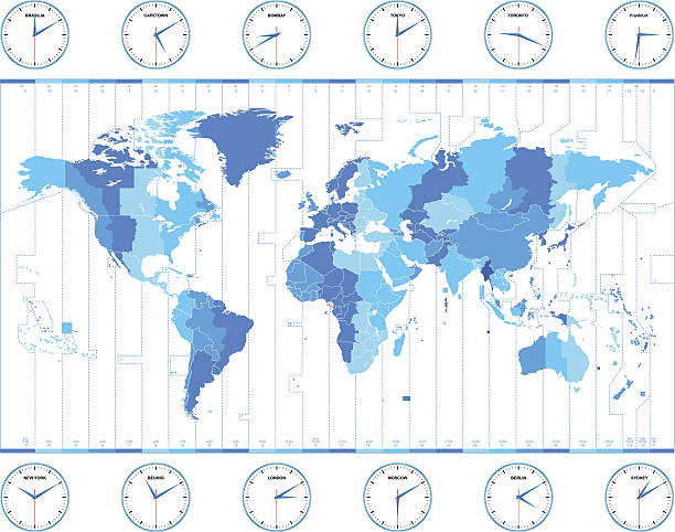 Vector world time zones Vector world time zones time zone stock illustrations