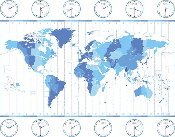 Vector illustration of Vector world time zones