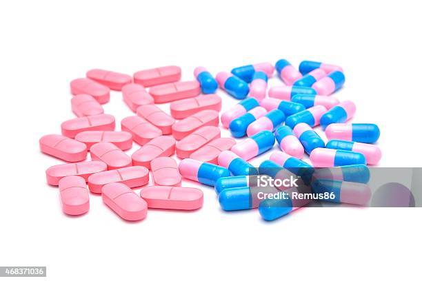 Different Pills Isolated On White Background Stock Photo - Download Image Now - 2015, Acetylsalicylic Acid, Addiction