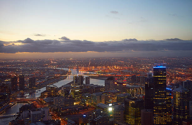 istock aerial view of Melbourne at evening 468371040